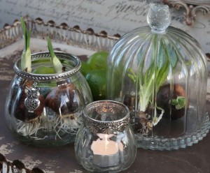 brugskunst glasklokke og lysestager