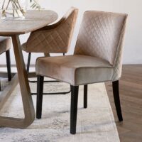 Bridge Lane Dining Chair Diamond Stitch, velvet III, golden mink - BESTILLINGSVARER