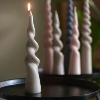 Bloklys - Twisted Cone Candle Flax H25