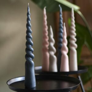 Bloklys - Twisted Cone Candle d.grey h.35