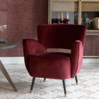 Lænestol - Laurel Armchair, velvet III, burgundy UDSTILLINGSMODEL