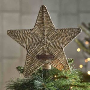 Top stjerne til juletræ - Rustic Rattan Star Tree Topper