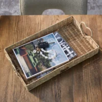 Rattan Bakke - Tray Rustic Rattan Happy Heart