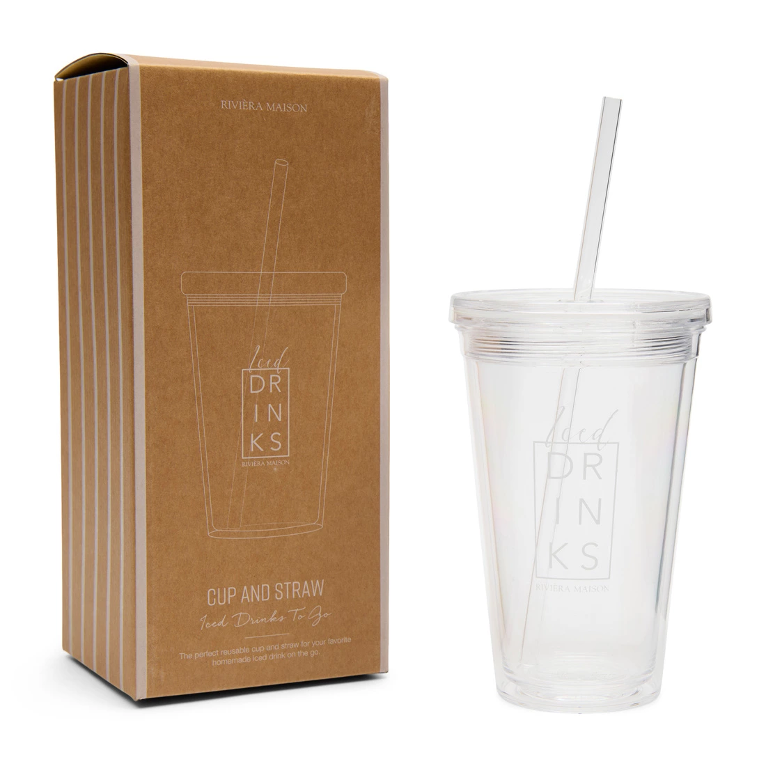 To Go - krus m. låg og sugerør - To Go Cup & Straw Iced Drinks To Go - krus m. låg og sugerør - To Go Cup & Straw Iced Drinks